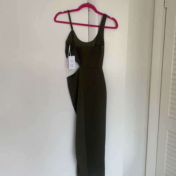 NWT Hello Molly Sweet Lines Khaki Midi Dress - Picture 6 of 7